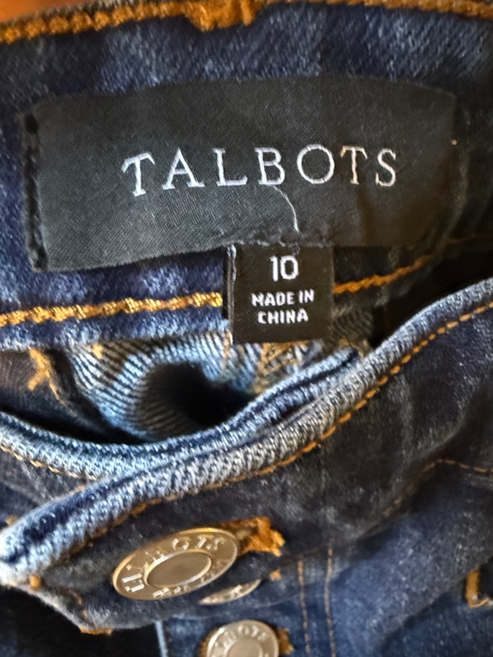 Talbots Dark Blue Button-Front Denim Mini Skirt - Picture 3 of 4